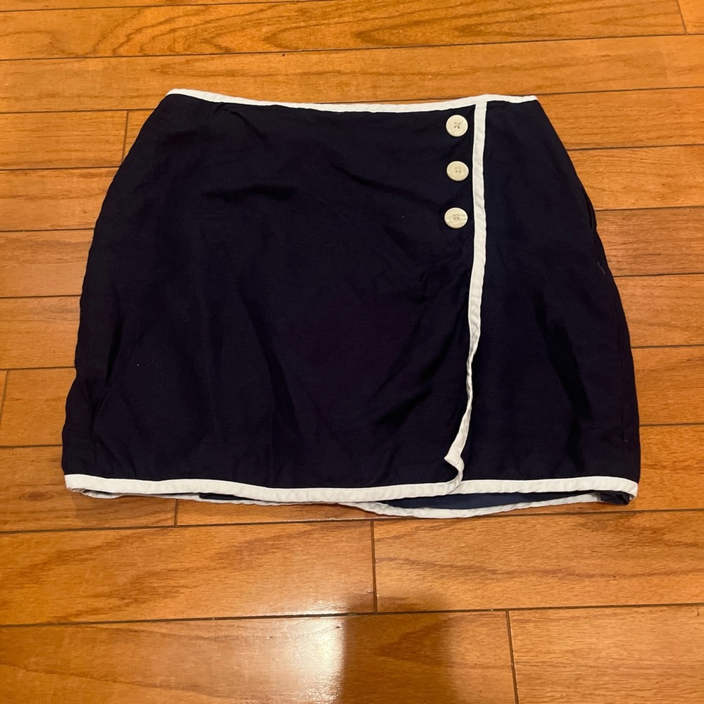 LOFT Navy Mini Skirt with White Trim